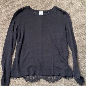 CAbi #5005 Sophia Black Lace Back Sweater